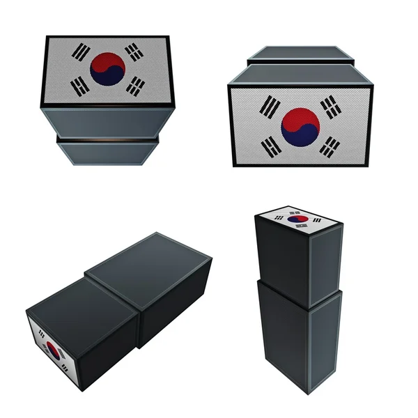 Korea South flaggor på 3d Box stor storlek anges 4 i 1 — Stockfoto