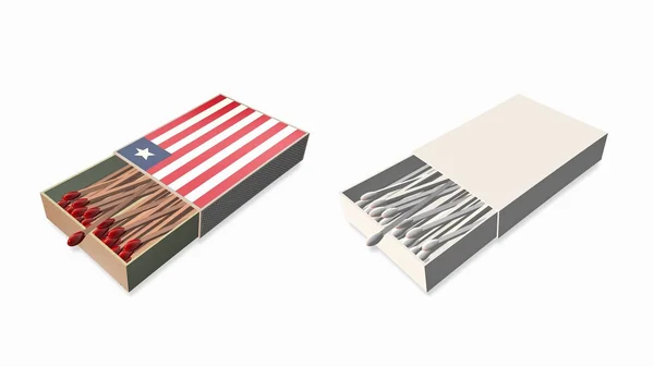 Drapeaux liberia couleur blanche et la texture sur 3d matchbox ensemble — Photo