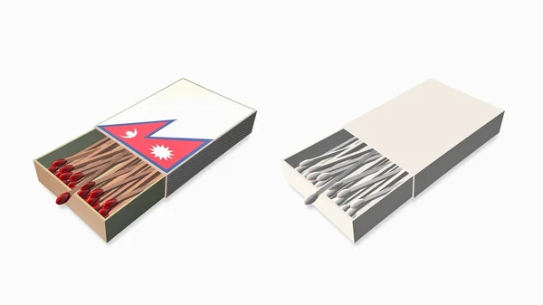 Непал флаги белого цвета и текстуры на 3D спичечный набор — стоковое фото