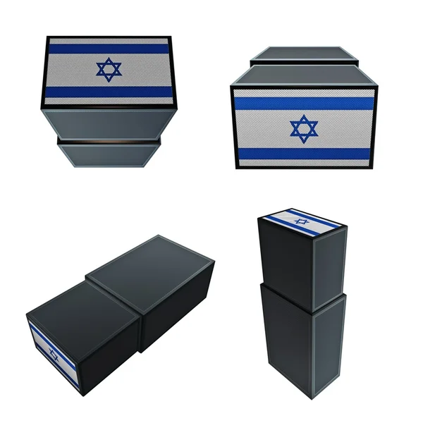 Bandeiras israel em 3D Caixa grande tamanho definido 4 em 1 — Fotografia de Stock