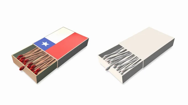 Bandiere chile colore bianco e texture sul set di matchbox 3d — Foto Stock