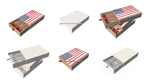 États-unis de la texture des drapeaux américains sur jeu de boîte d'allumettes 3d — Photo