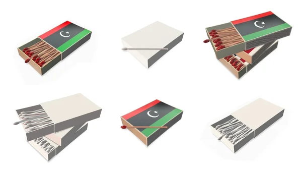 Libya drapeaux texture sur 3d matchbox ensemble — Photo