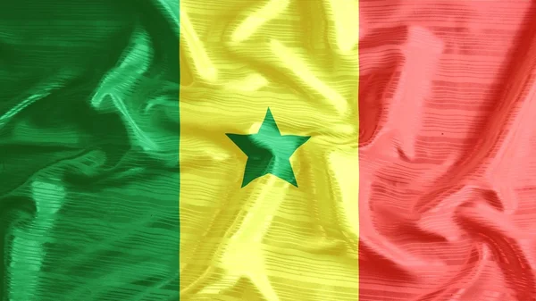 Flaga Senegalu zbliżenie potargane — Zdjęcie stockowe