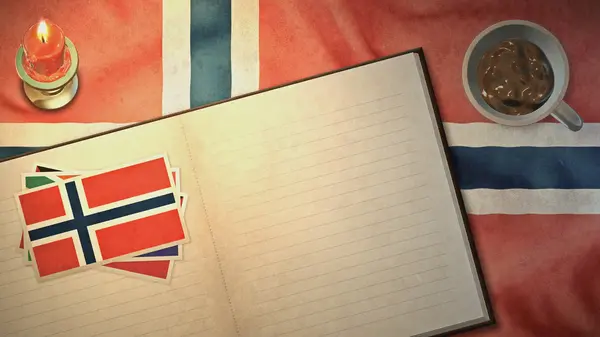 Bandera norway y diseño de libro de papel en estilos vintage —  Fotos de Stock