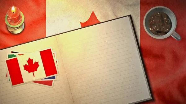 Kanada-Flagge und Papierbuch-Layout im Vintage-Stil — Stockfoto