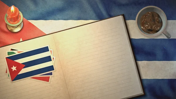 Bandeira de cuba e layout de livro de papel em estilos vintage — Fotografia de Stock