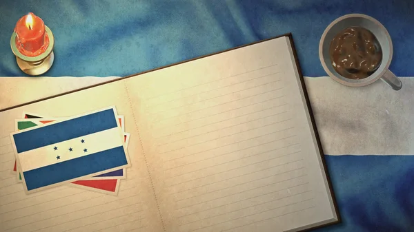 Bandeira honduras e layout de livro de papel em estilos vintage — Fotografia de Stock