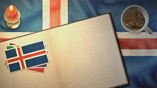 Bandera de Islandia y diseño de libro de papel en estilos vintage —  Fotos de Stock