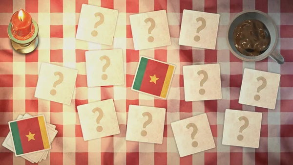 Kameruns flagga på kortet vintage stilar — Stockfoto