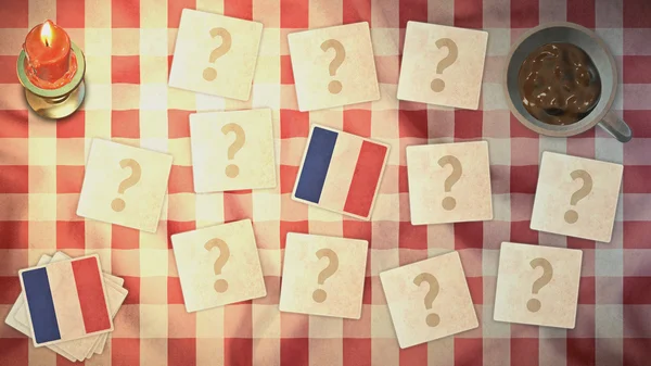 France flag matching card vintage styles — Stock Photo, Image