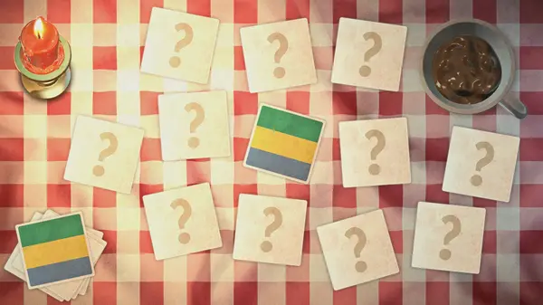 Gabon flag matching card vintage styles — Stock Photo, Image