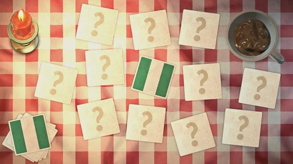 Nigeria flagga på kortet vintage stilar — Stockfoto