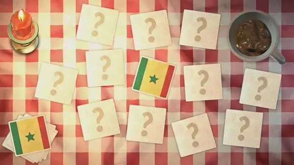 Senegals flagga på kortet vintage stilar — Stockfoto