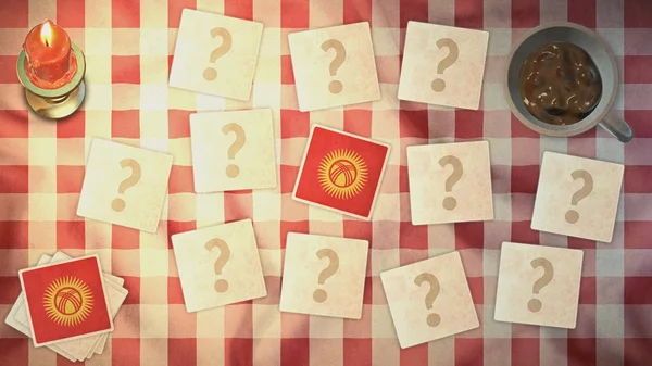 Kyrgyzstan flag matching card vintage styles — Stock Photo, Image