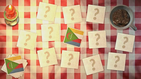 Comoros flag matching card vintage styles — Stock Photo, Image