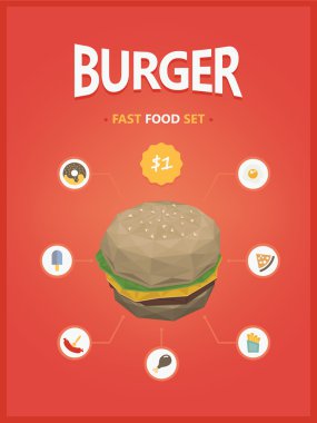 Burger hızlı yiyecek çokgen stilini ayarlama