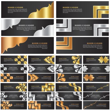soyut altın, gümüş ve bronz banner şablon tasarım kümesi