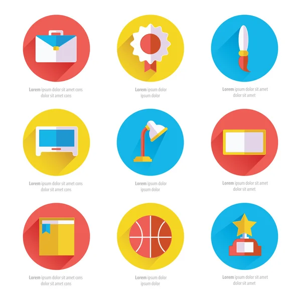 Set of flat school and education icons set — Stock Vector