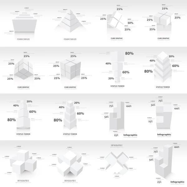 Infografía blanca 3d Plantilla gráfica Vector — Vector de stock