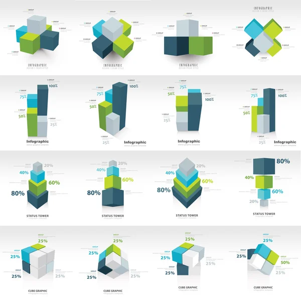 Geometri kub infographic mall — Stock vektor