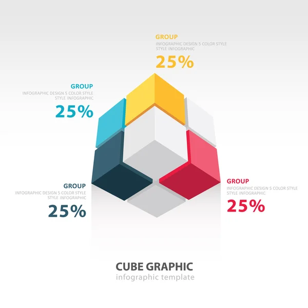 Plantilla infografía cubo vista inferior — Vector de stock