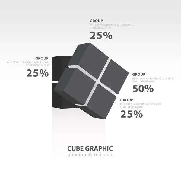 Rotate cube infographic template   black color balance — Stock Vector