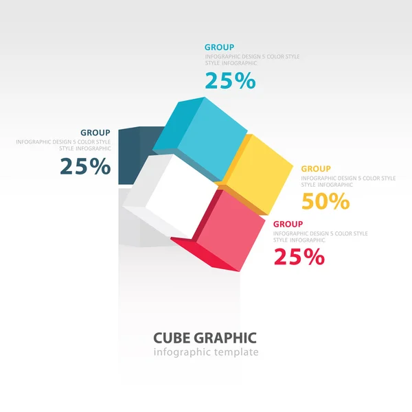 Rotar plantilla infografía cubo 4 color — Vector de stock