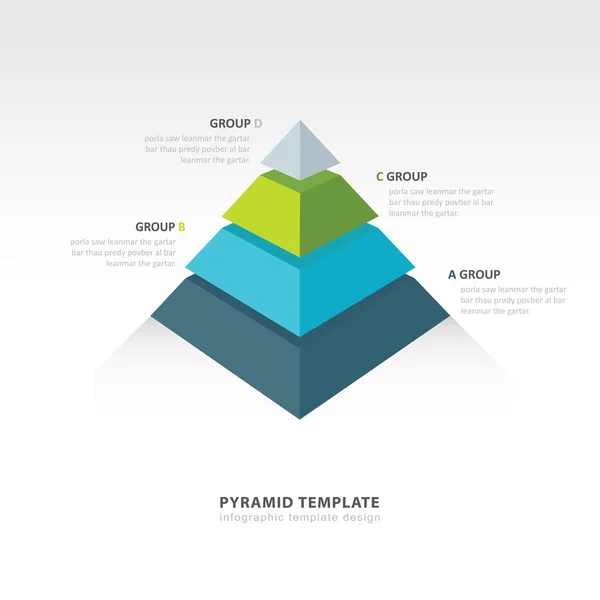 Инфографический шаблон пирамиды 4 цвета — стоковый вектор