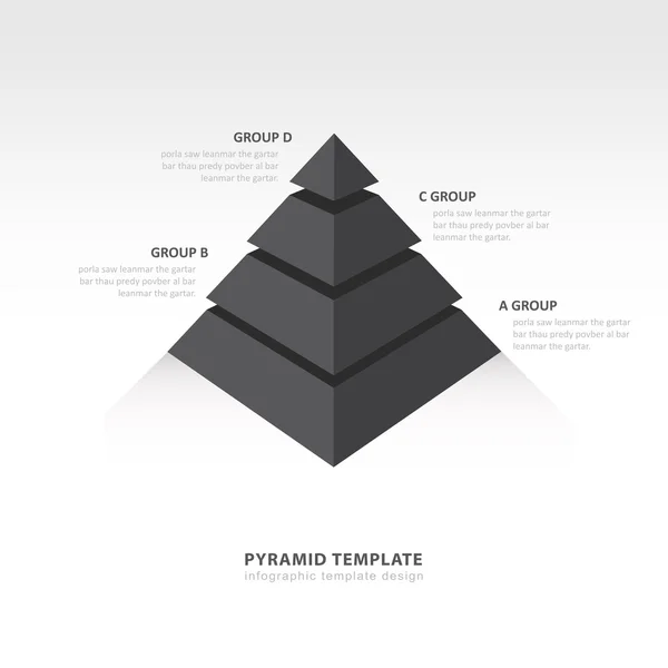 Modelo infográfico pirâmide equilíbrio de cores preto — Vetor de Stock