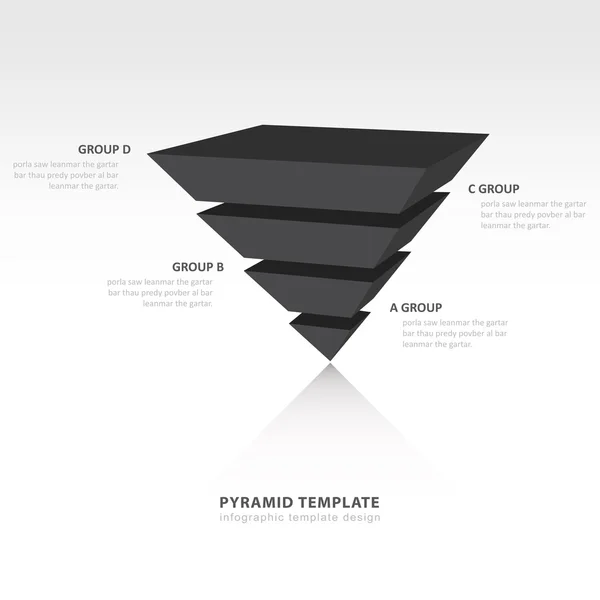 Pirâmide de cabeça para baixo modelo infográfico equilíbrio de cor preta — Vetor de Stock