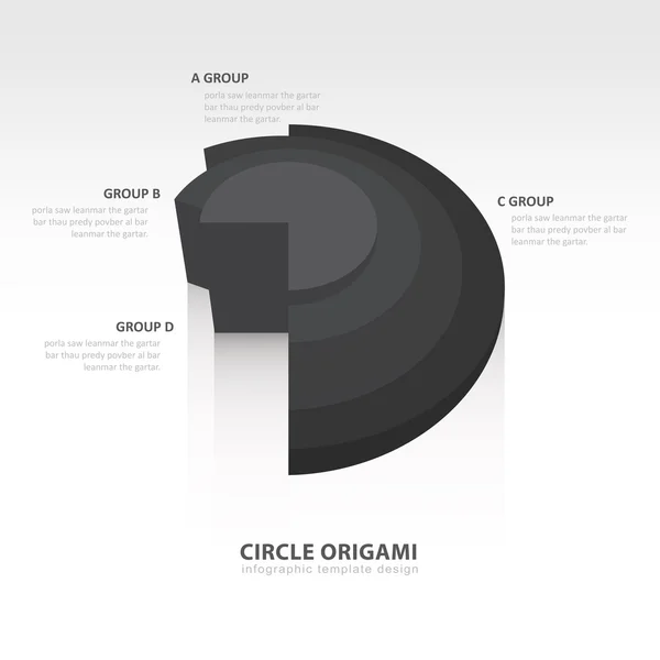 Infografika kroužek origami styl černá barva podnikatelského — Stockový vektor