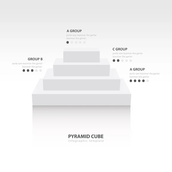 Zakelijke Infographics piramide kubus witte kleurbalans — Stockvector