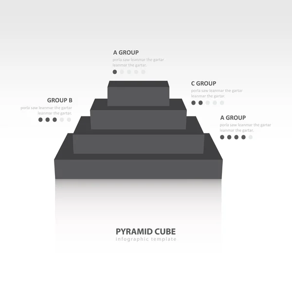 İş Infographics piramit küp siyah renk dengesi