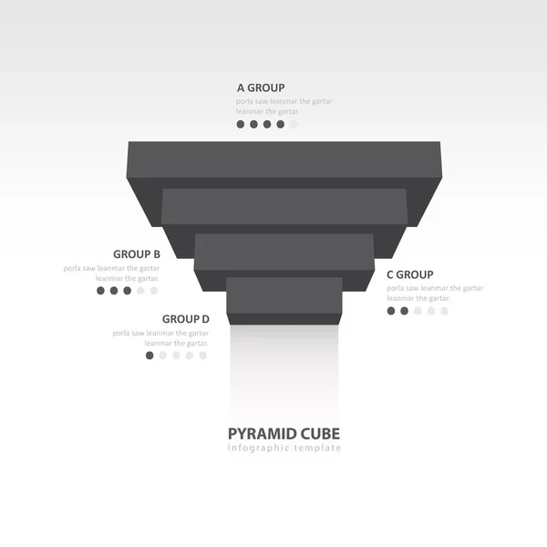 Piramide kubus ondersteboven neer infographic sjabloon zwarte kleur balan — Stockvector