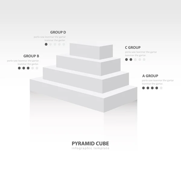 Pyramid cube  infographic side view white color balance — Stock Vector