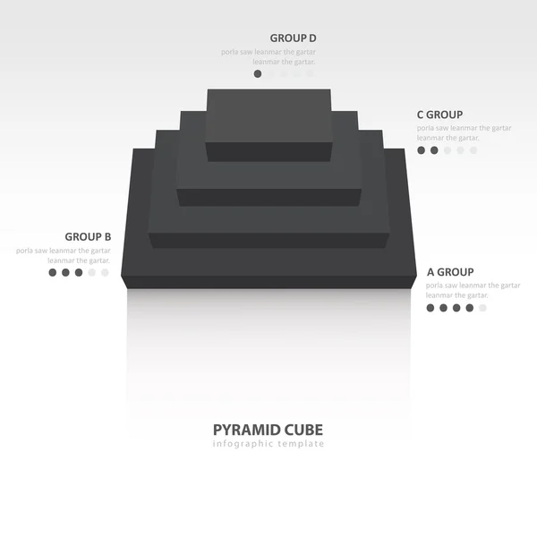 Pyramide Würfel Infografik Draufsicht schwarze Farbbalance — Stockvektor