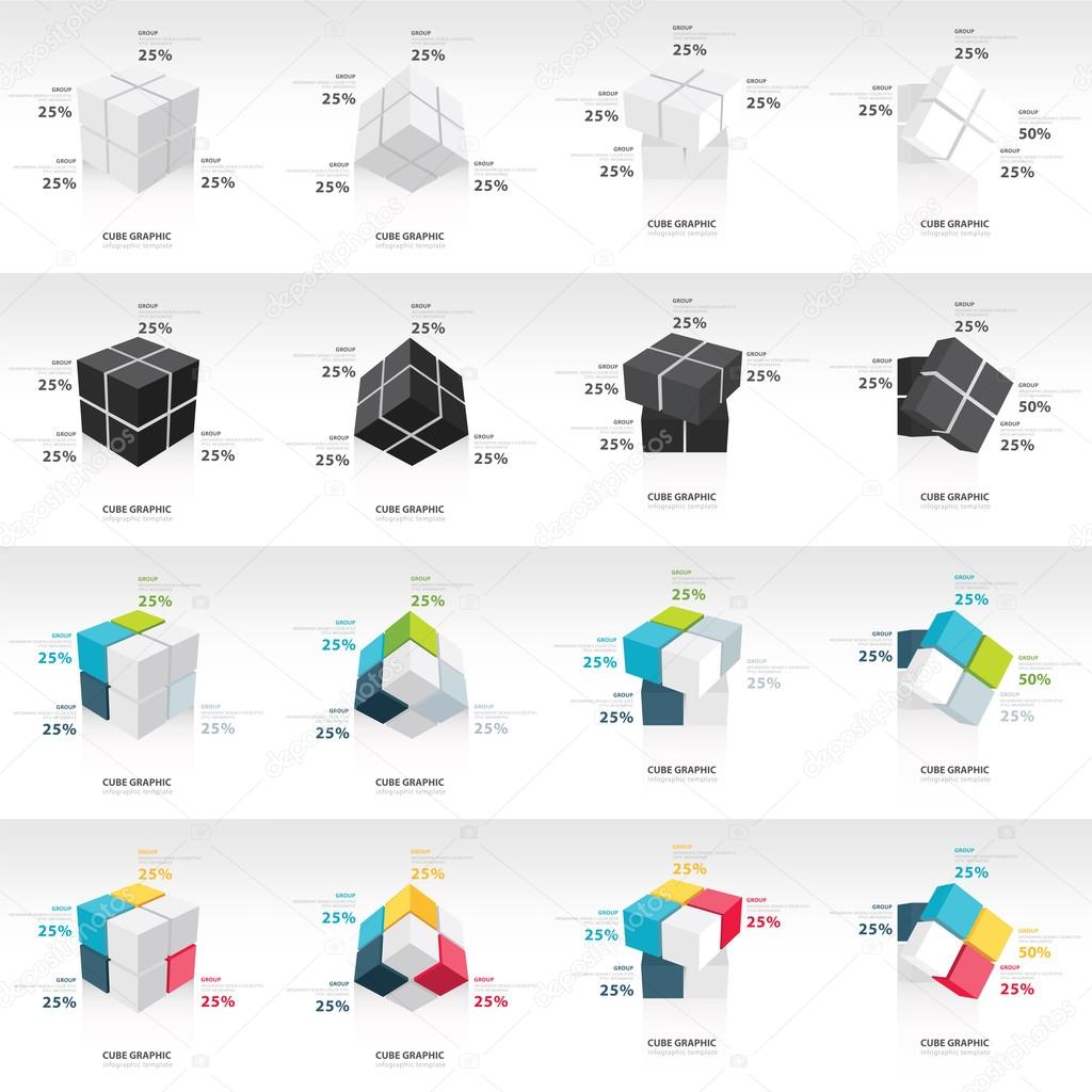 cube infographic template 16 in 1