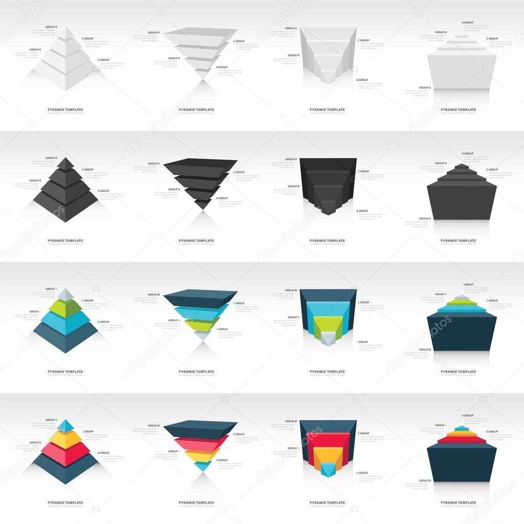 pyramid upside down infographic template set 16 in 1
