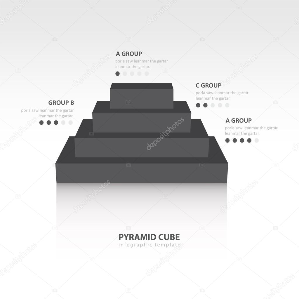 Business Infographics pyramid cube black color balance