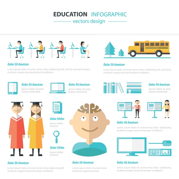 Infographic eğitim şablonu tasarım. kavram vektör illustrat