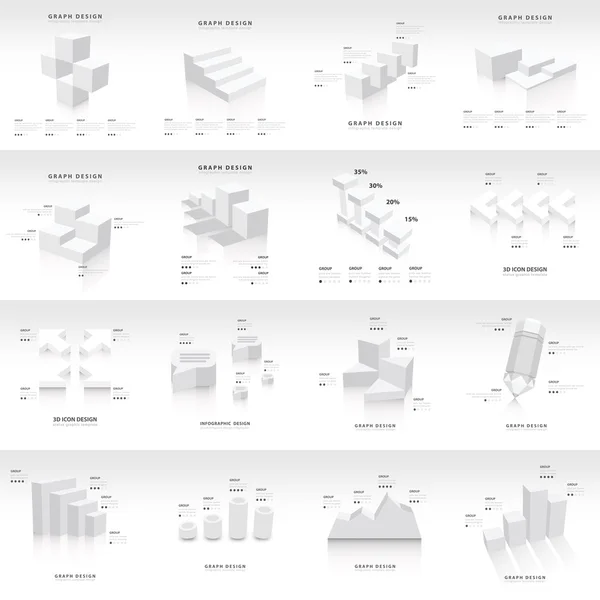 Infografía blanca 3d Plantilla gráfica Vector — Vector de stock