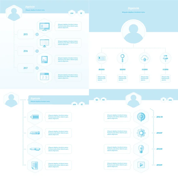 Ensemble de conception de timeline set couleur bleue — Image vectorielle