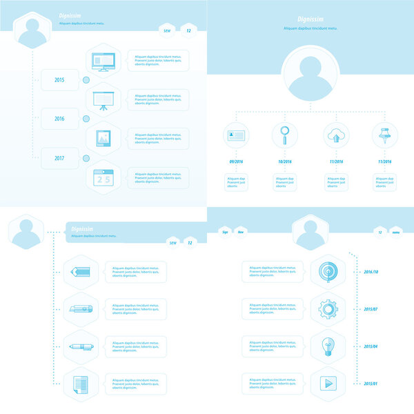 set of timeline design set blue color