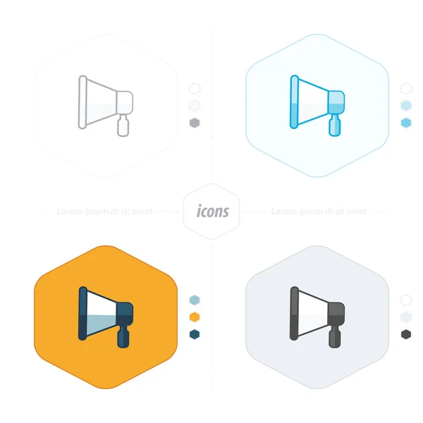 Megafoon pictogram, vector iconen ontwerp 4 stijlen — Stockvector
