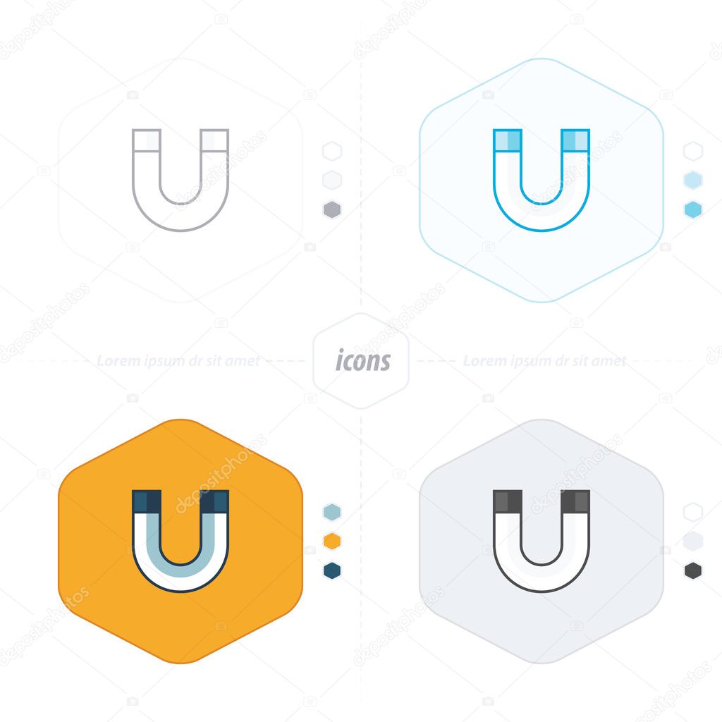 magnet icon,  vector icons design 4 styles