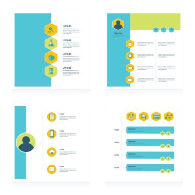 zaman çizelgesi ayarla vektörel çizimler mavi, sarı ve yeşil renk tasarımı