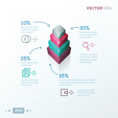 Infographic şablonu durumu kule pembe, yeşil, gri, mor col
