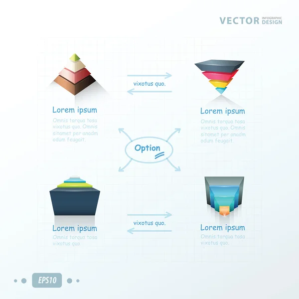 Diseño de infografía piramidal, diseño de dibujo de flecha — Vector de stock