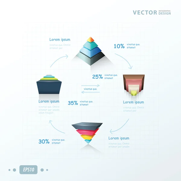 Diseño de infografía piramidal, diseño de dibujo de flecha — Vector de stock